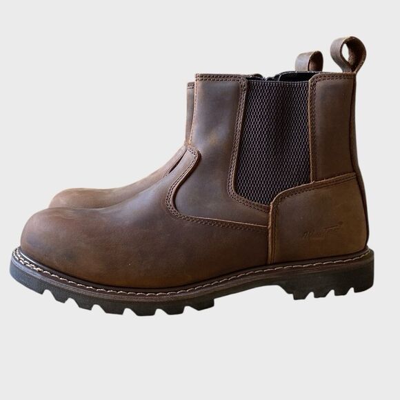 NWB Ad Tec 6" Crazy Horse Soft Toe Chelsea Work Boots Men's 11.5W Leather Rugged - Picture 2 of 16